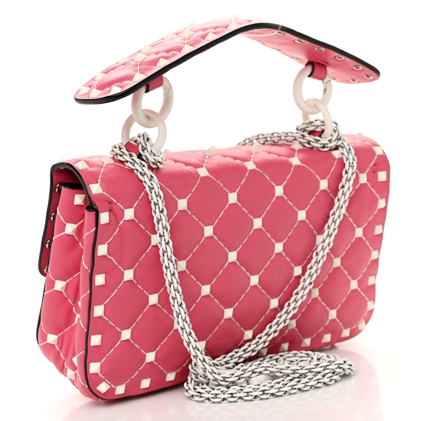 Lambskin Small Free Rockstud Spike Shoulder Bag Shadow Pink