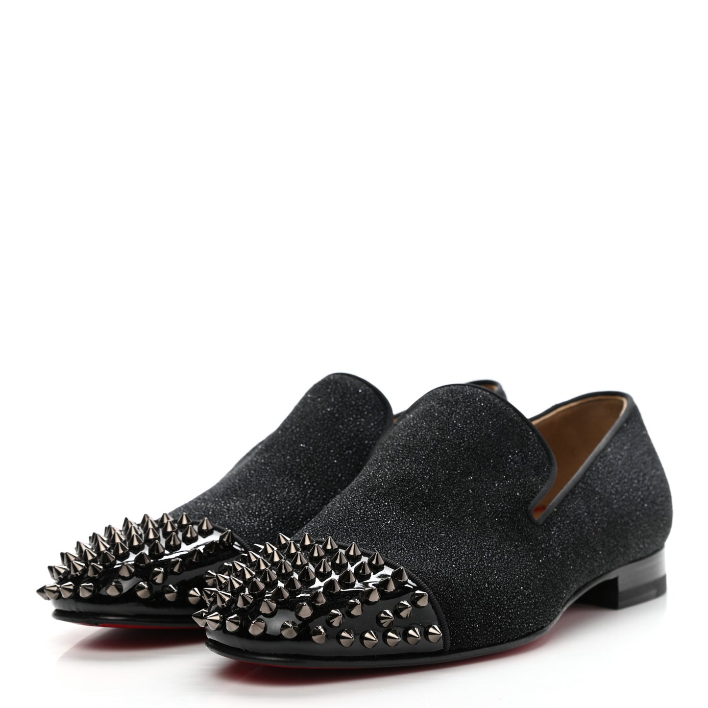 Glitter Patent Mens Spooky Spikes Flat Loafers 41 Black