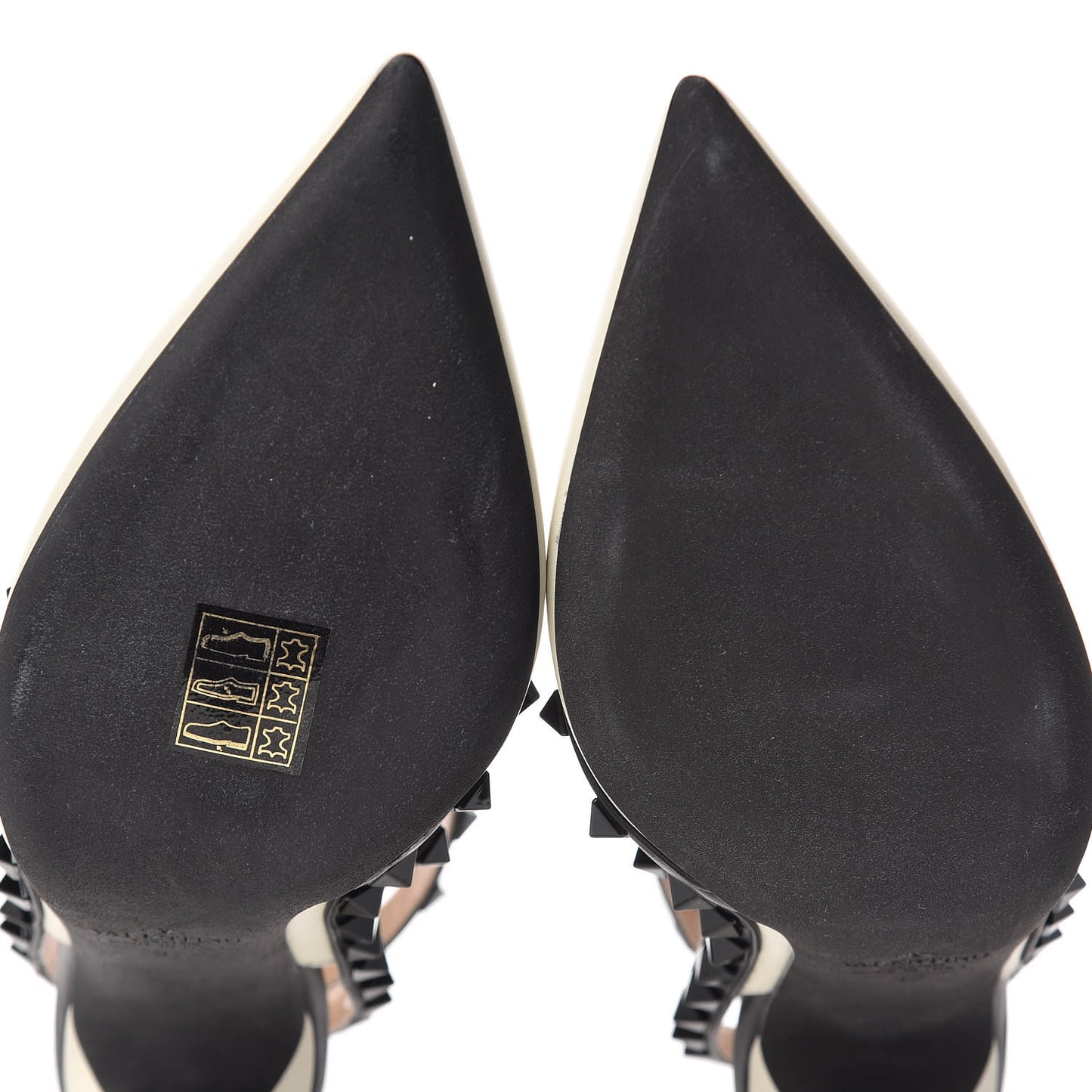 Nappa Rockstud Ankle Strap 100mm Pumps 37 Light Ivory Black