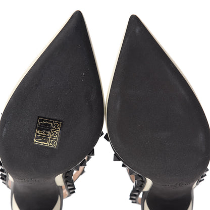 Valentino Garavani Nappa Rockstud Ankle Strap 100mm Pumps 37 Light Ivory Black 8 of 9
