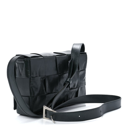 Bottega Veneta Paper Calfskin Maxi Intreccio Cassette Crossbody Bag Black 2 of 9