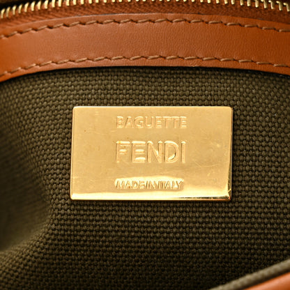 Fendi Canvas Vitello King FF Embroidered Baguette Amazzonia Cuoio 6 of 10