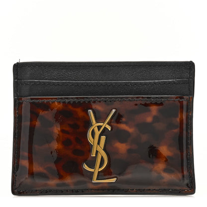 Saint Laurent Patent Monogram Credit Card Case Tortoiseshell 1 of 8