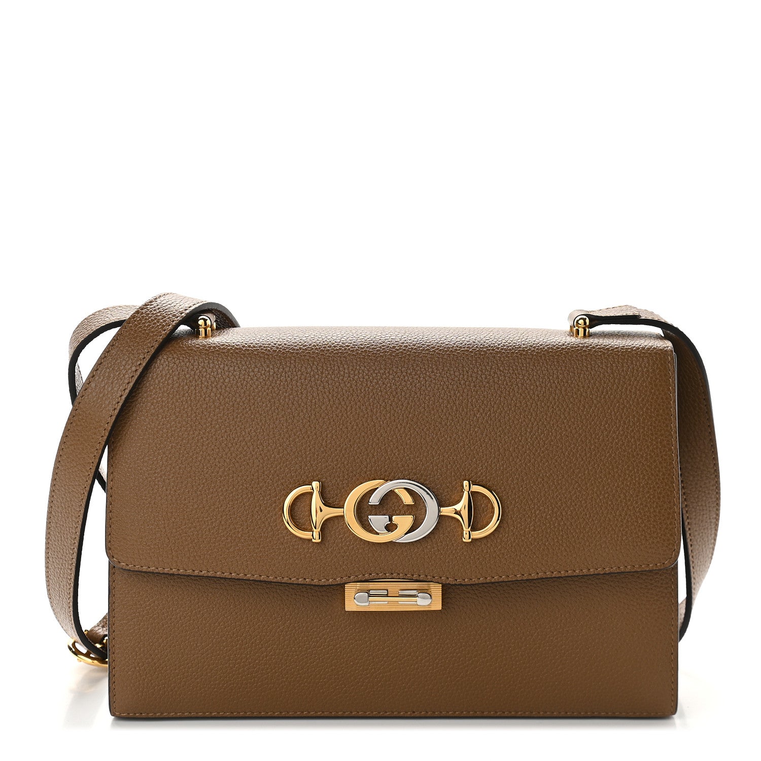 Gucci Grainy Calfskin Small Zumi Shoulder Bag Friky Taupe 1 of 9