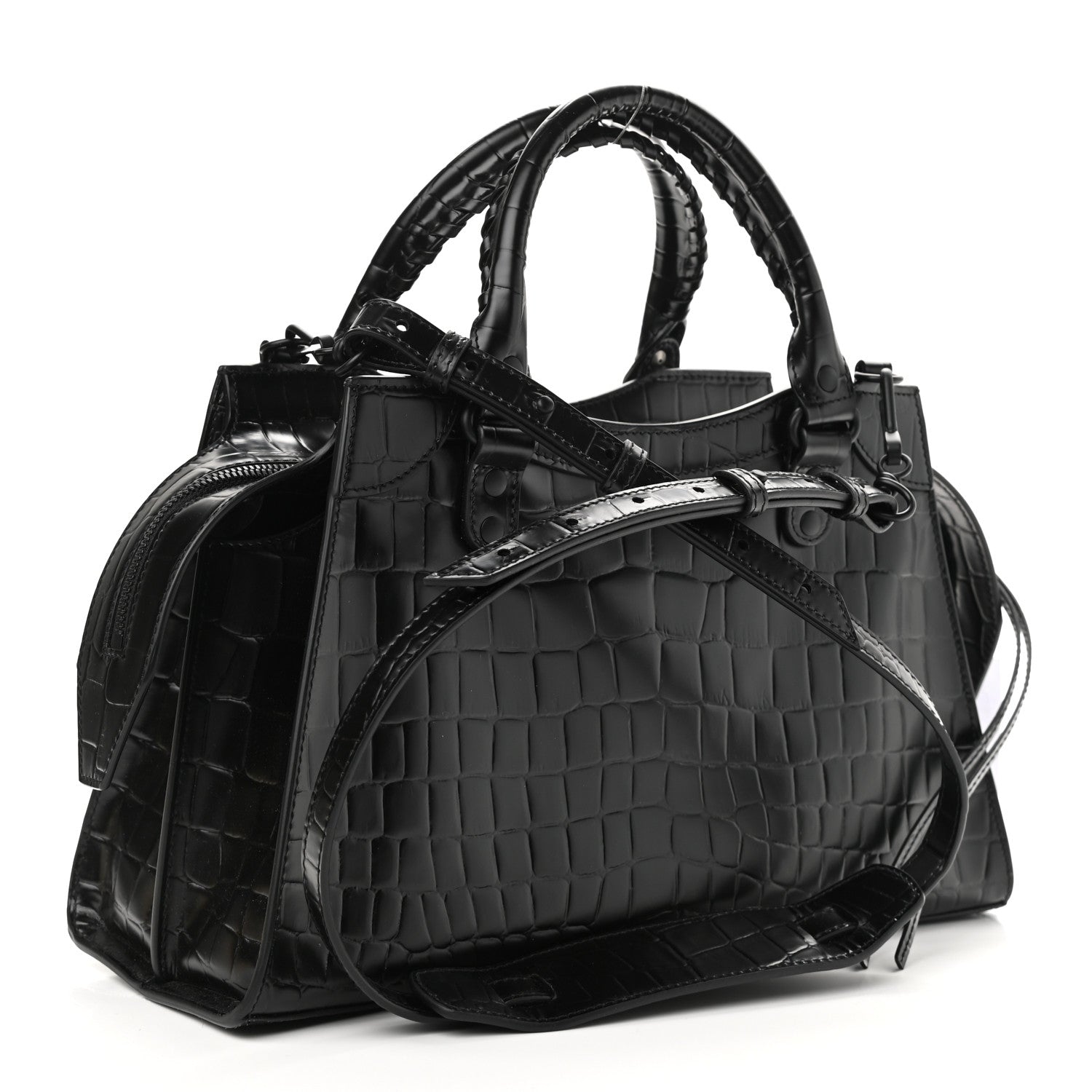 Balenciaga Semi Shiny Calfskin Crocodile Embossed Neo Classic Black Hardware S City Black 3 of 9