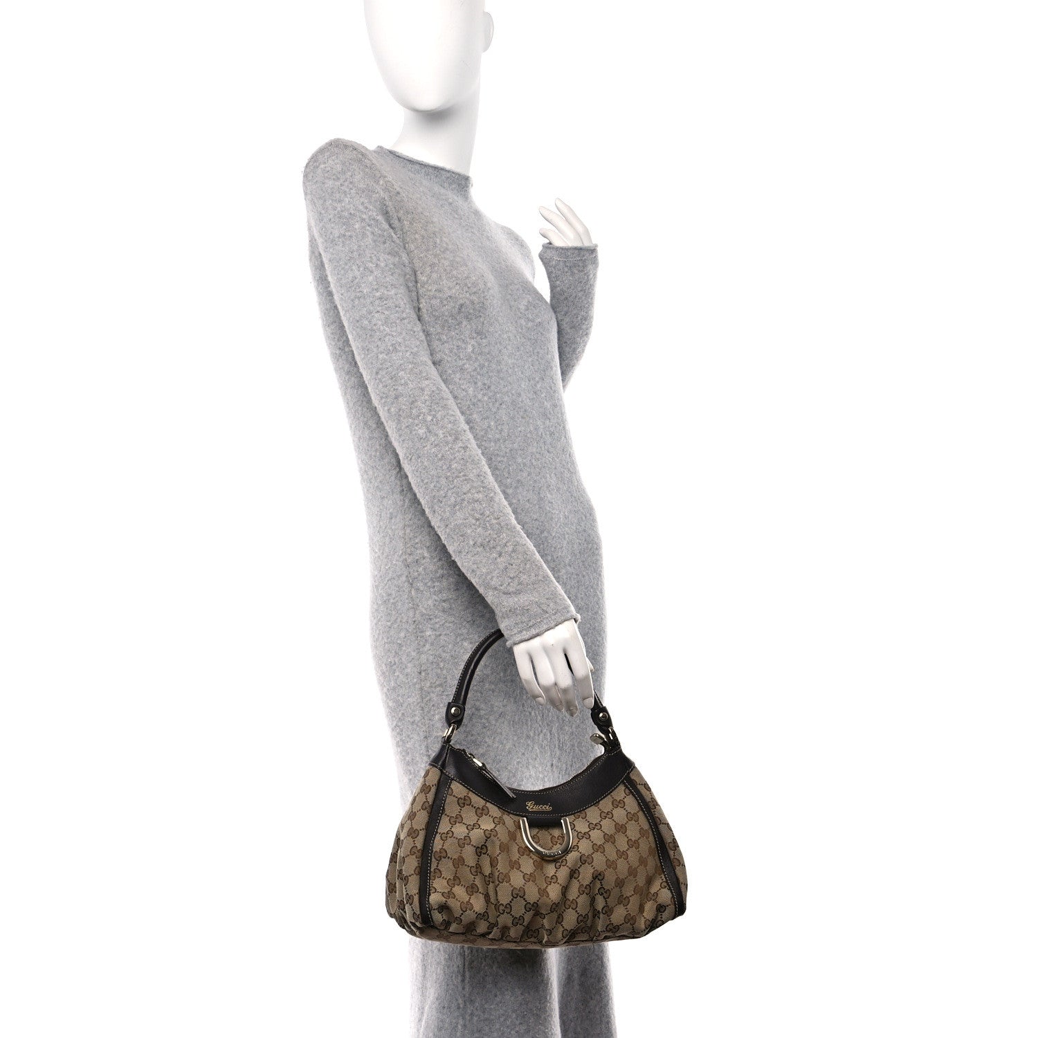 Gucci Monogram Medium D Gold Ring Hobo Dark Brown 2 of 10