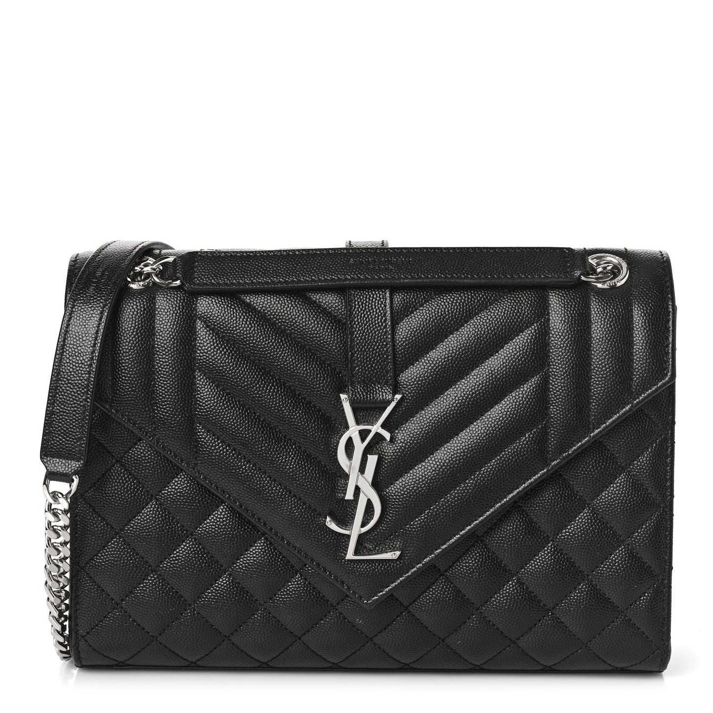 Grain De Poudre Textured Mixed Matelasse Triquilt Medium Monogram Satchel Black