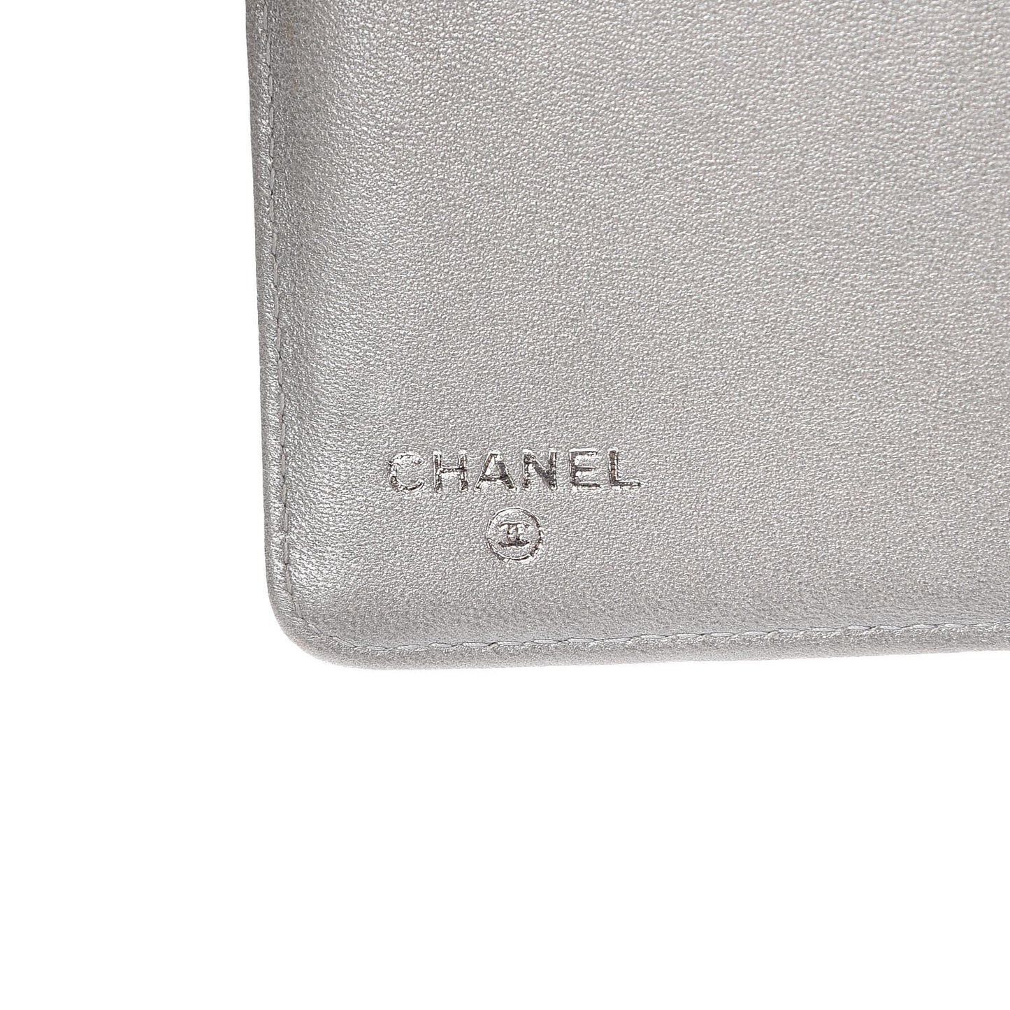 Lambskin Camellia Embossed Yen Wallet Black