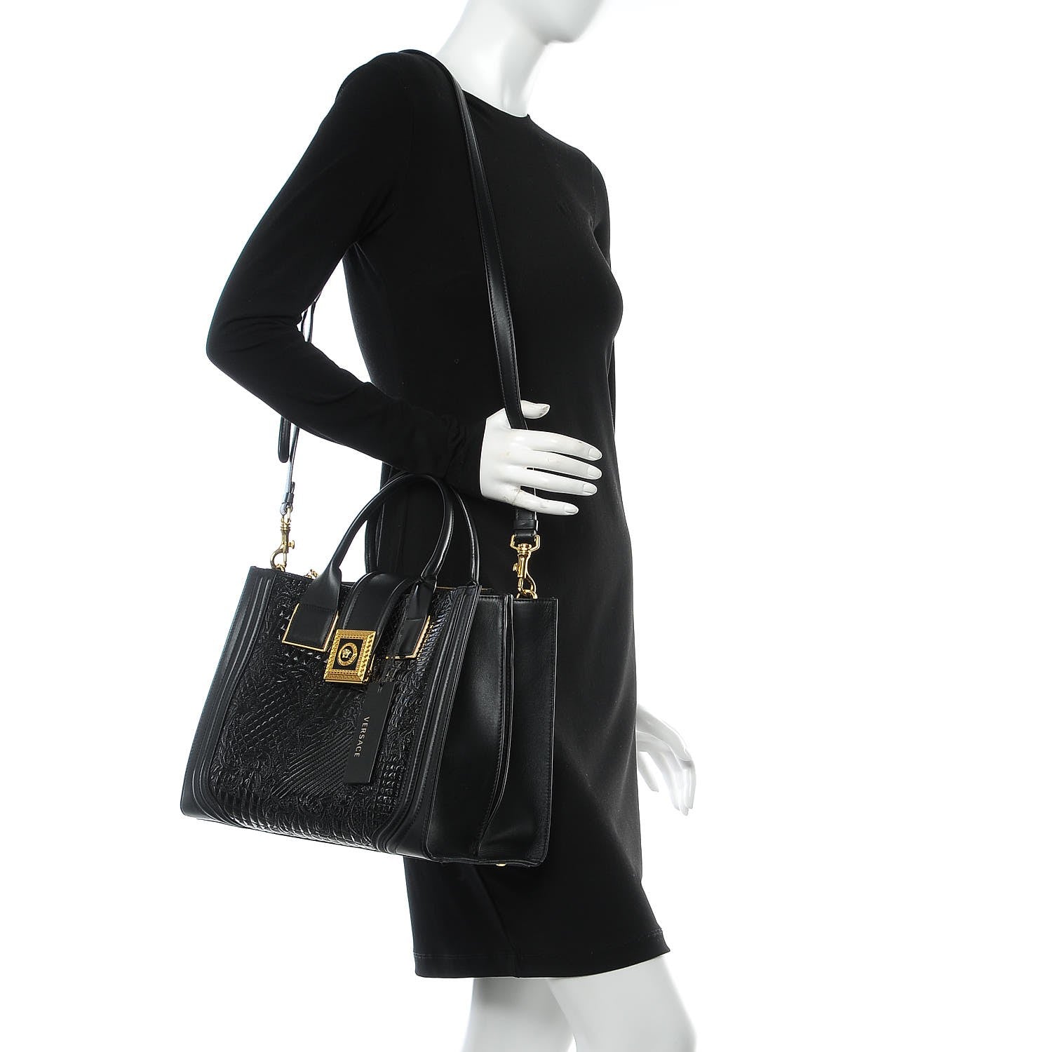 Versace Patent Calfskin Barocco Quilted Day Bag Black 2 of 8