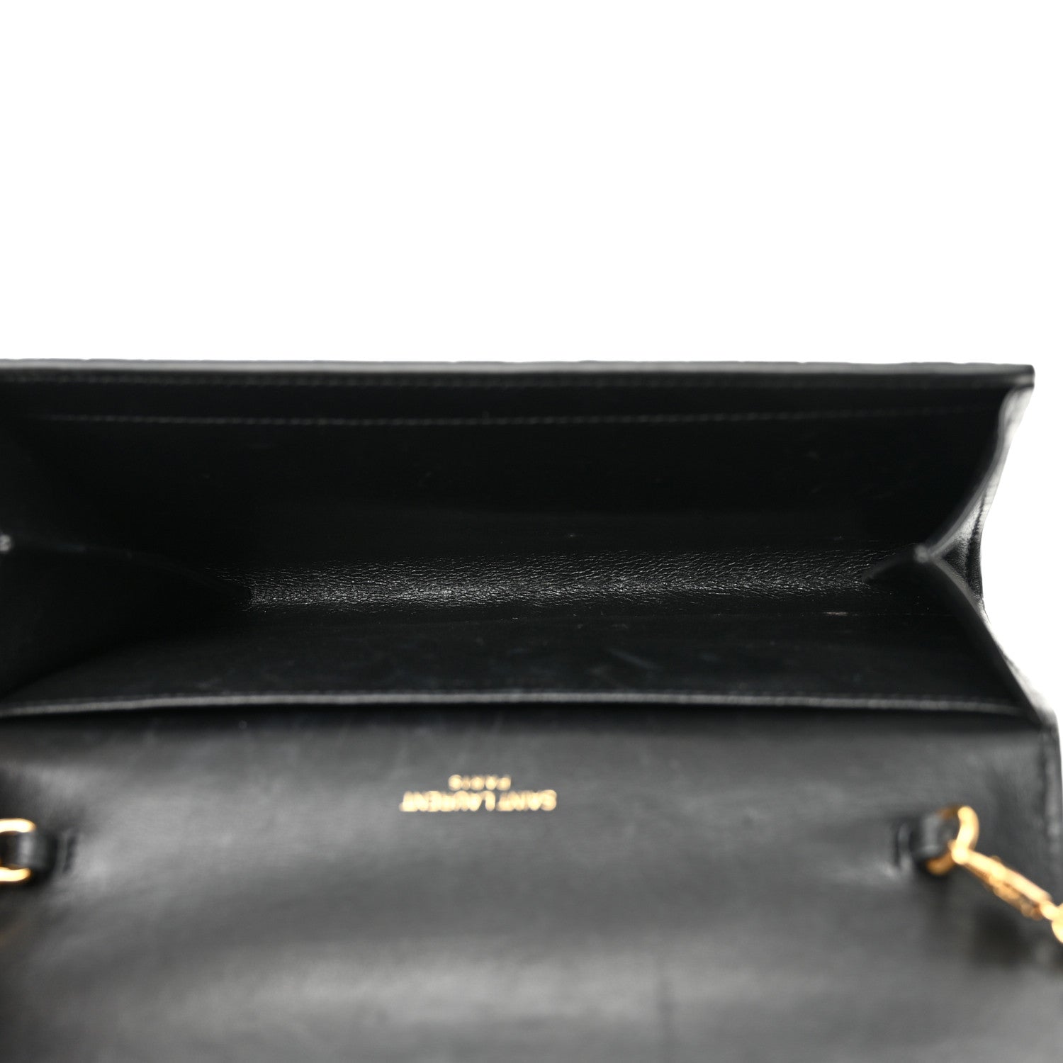 Saint Laurent Calfskin Crocodile Embossed Monogram Uptown Chain Wallet Black 4 of 10