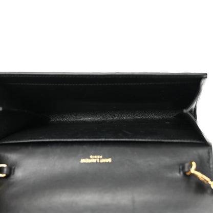 Saint Laurent Calfskin Crocodile Embossed Monogram Uptown Chain Wallet Black 4 of 10