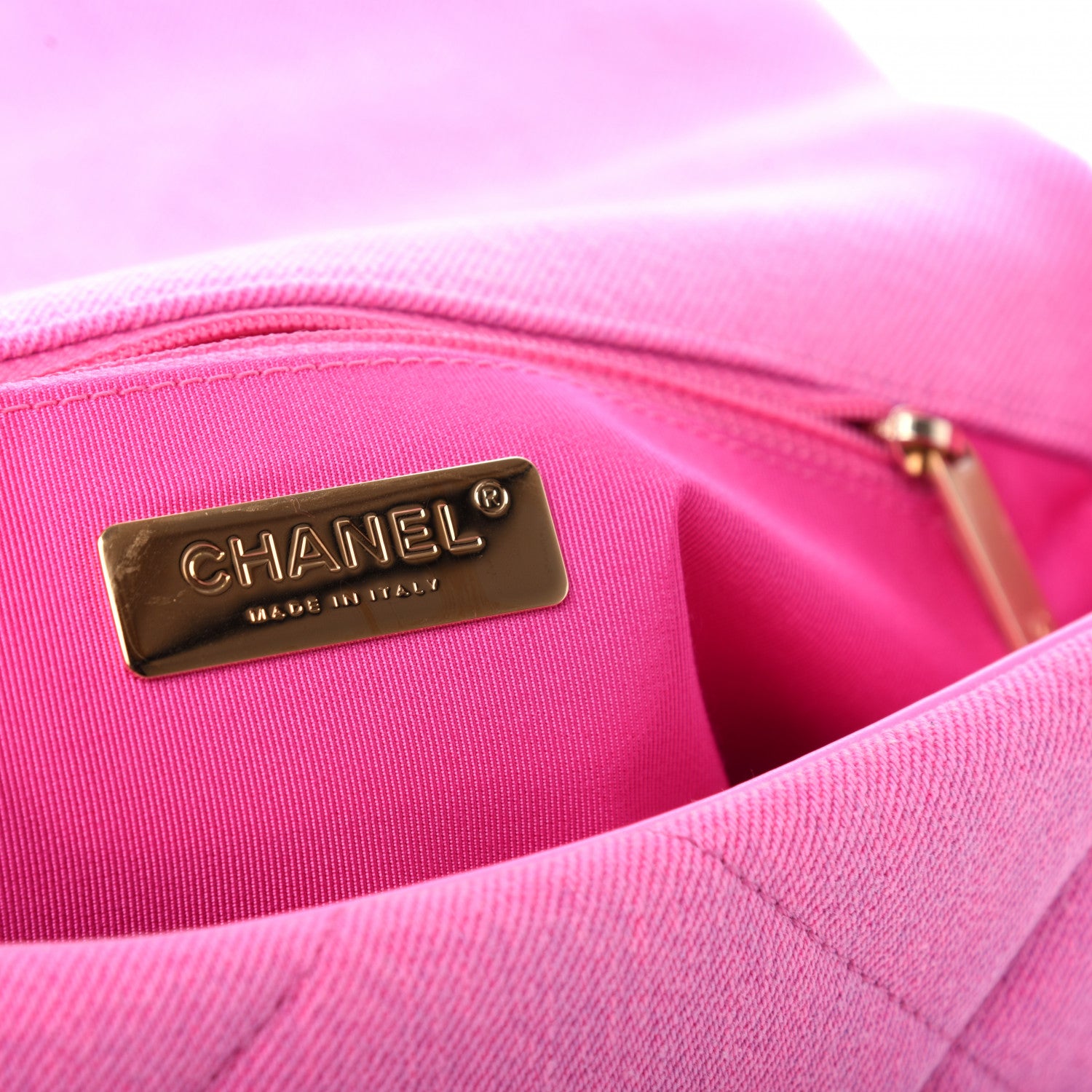 Chanel Denim Quilted Medium 19 Flap Neon Pink 6 of 9