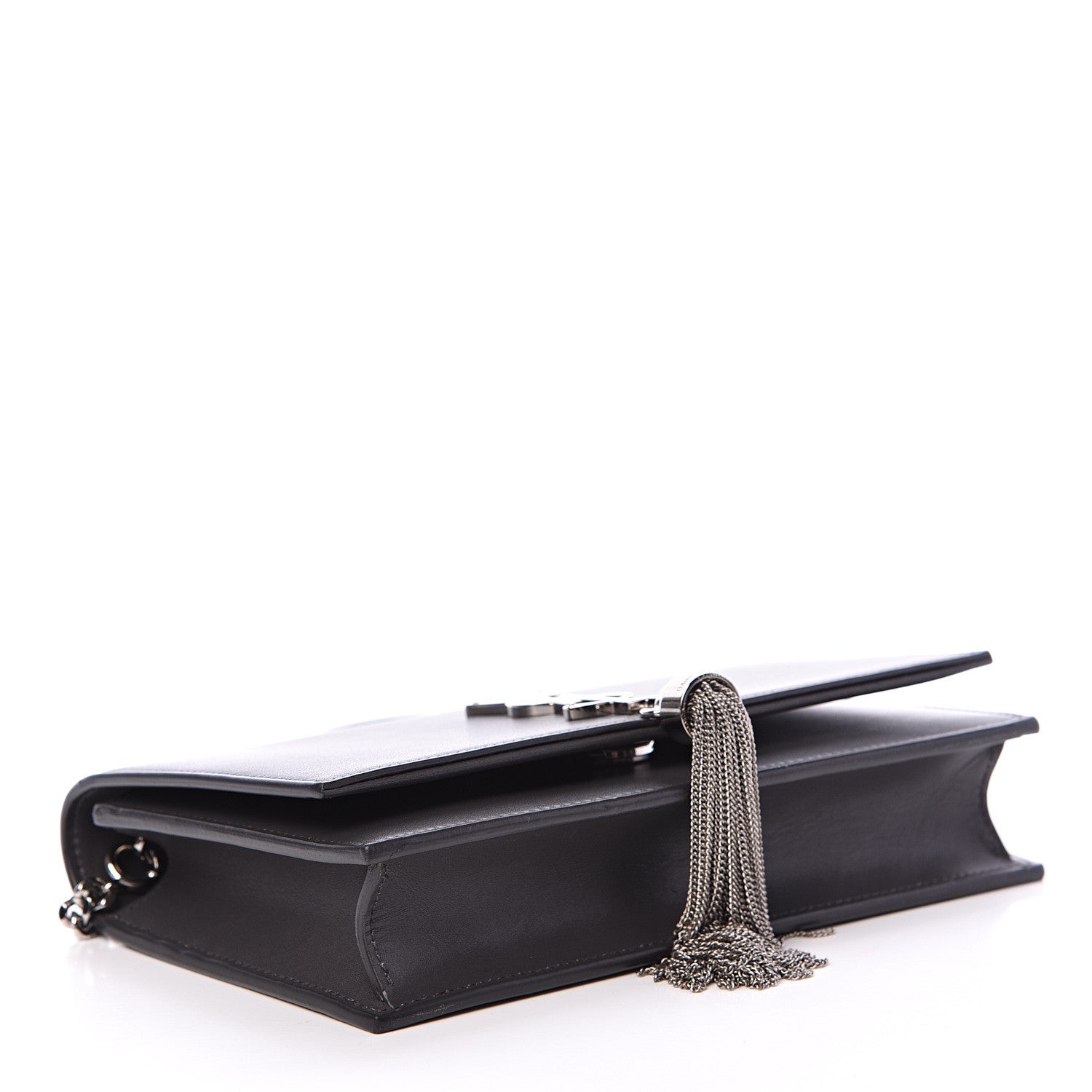 Saint Laurent Smooth Calfskin Classic Monogram Kate Tassel Chain Wallet Grey 3 of 11