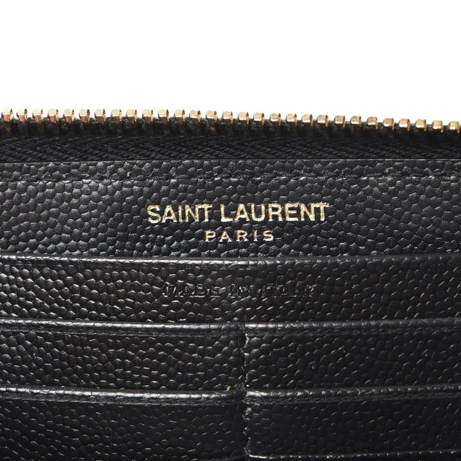 Saint Laurent Grain De Poudre Matelasse Chevron Monogram Zip Around Wallet Black 6 of 7