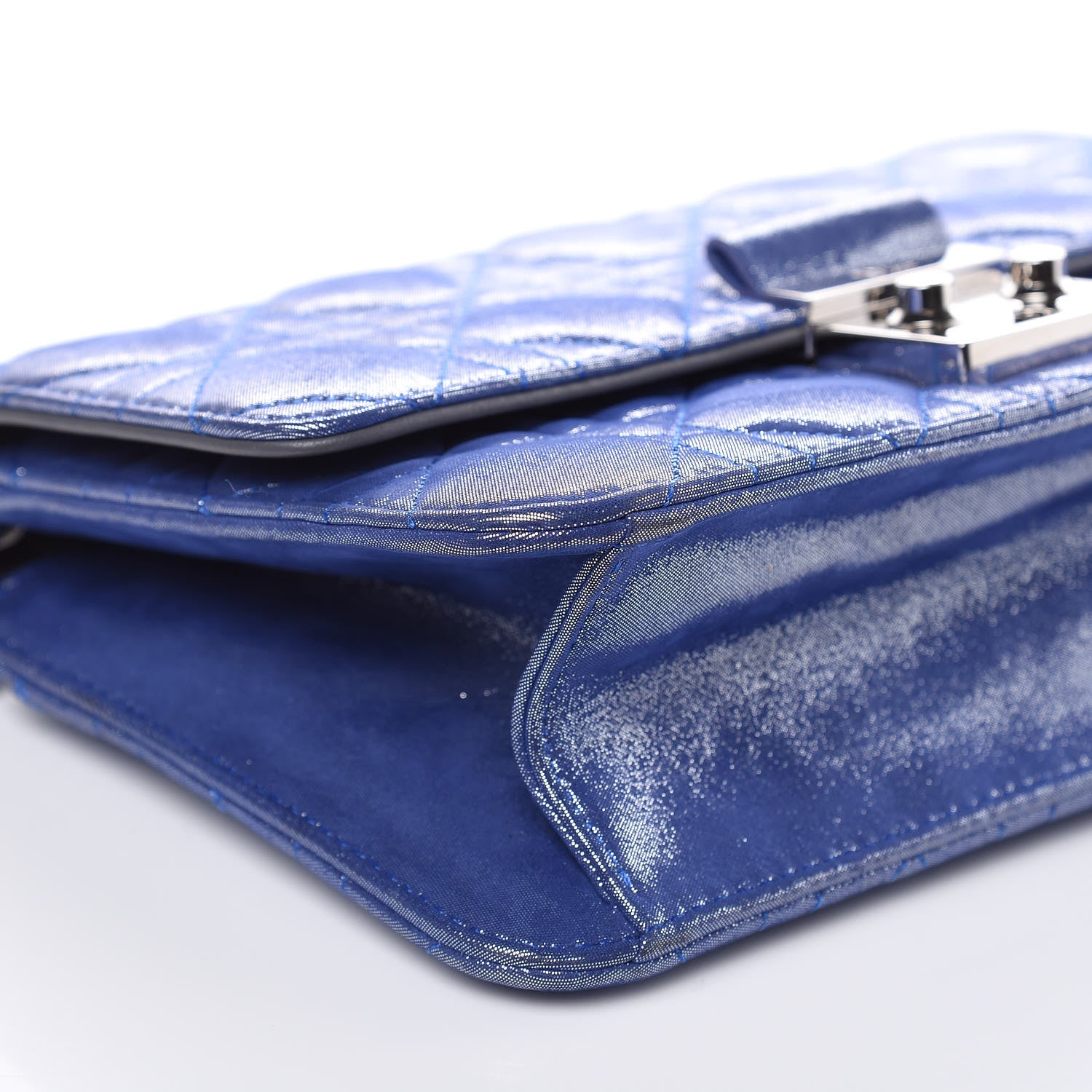 Christian Dior Metallic Calfskin Cannage Miss Dior Promenade Pouch Blue 9 of 10