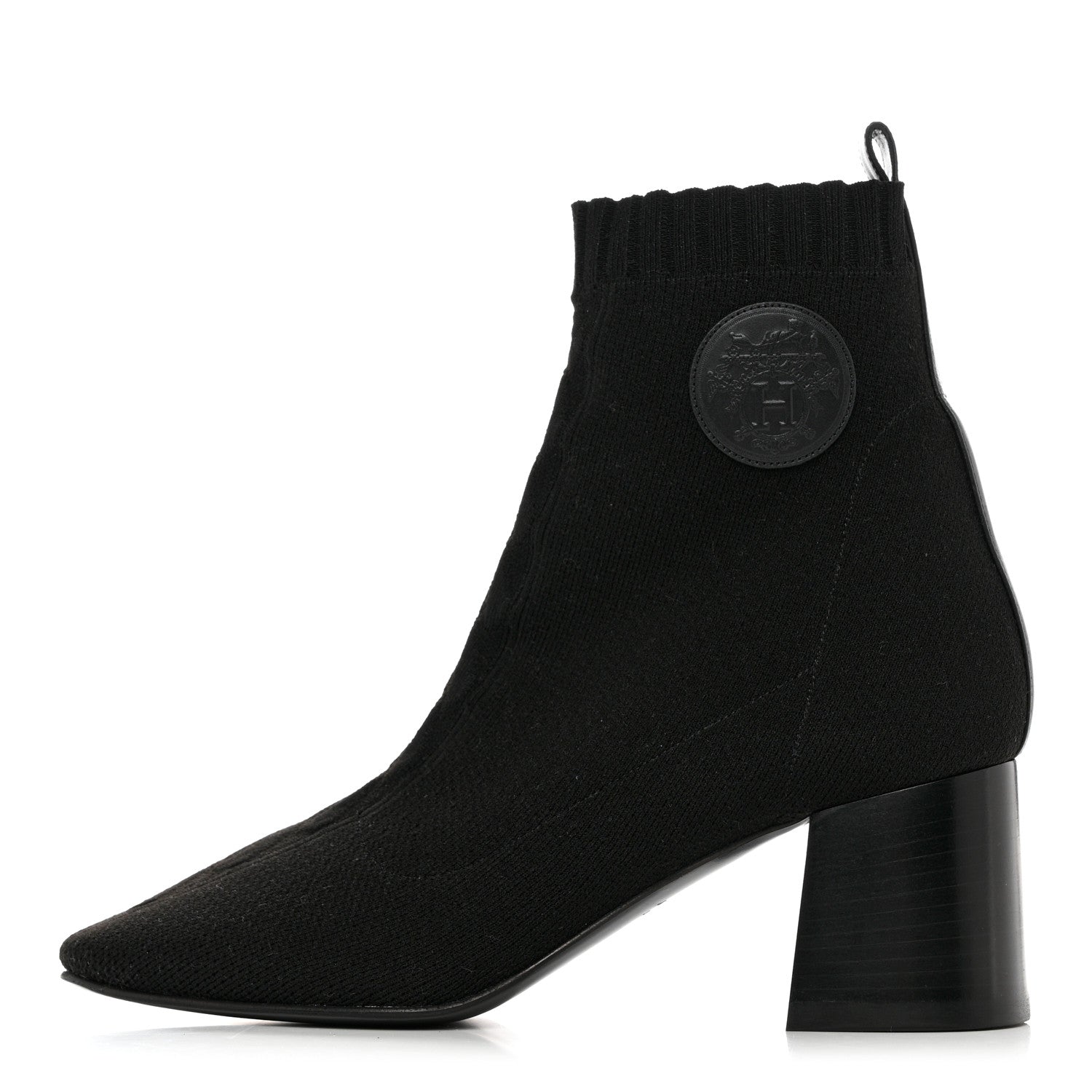 Hermes Knit Calfskin Volver 60 Ankle Boots 39.5 Black 1 of 9
