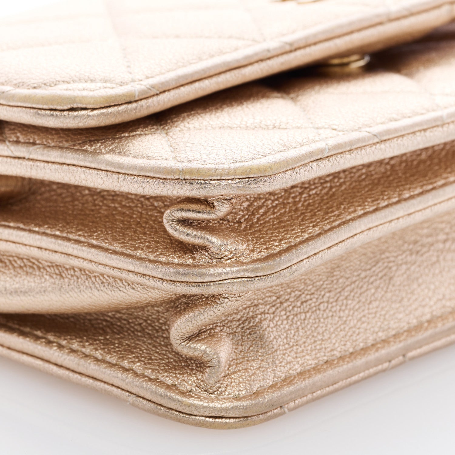 Chanel Metallic Lambskin Quilted Mini Wallet On Chain WOC Gold 7 of 8