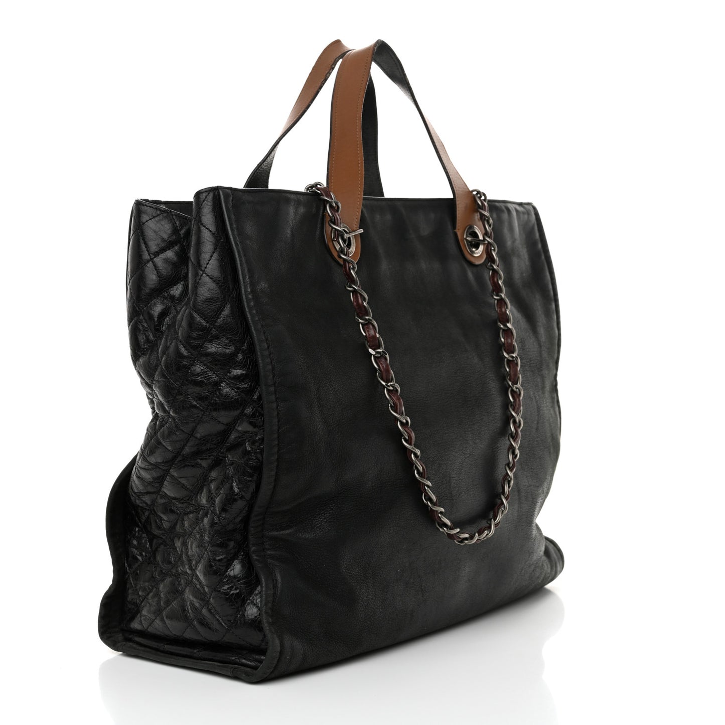 Iridescent Calfskin In the Mix Tote Black