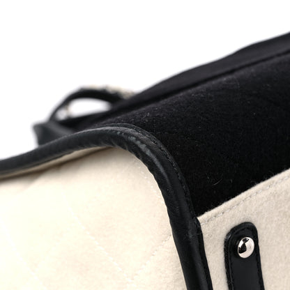 Chanel Wool Felt Calfskin Large Deauville Tote Black White 9 of 14