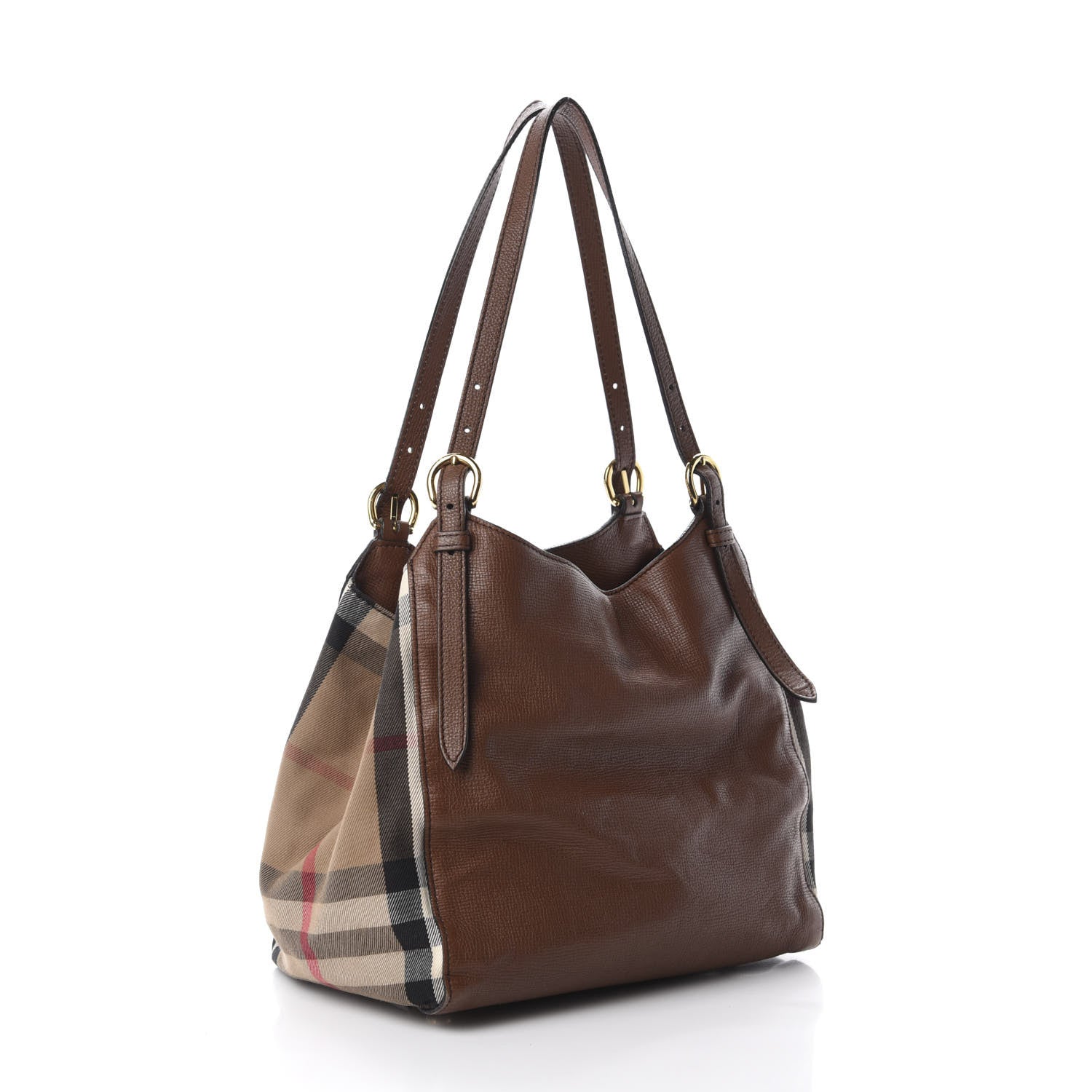 Burberry Grainy Calfskin House Check Small Canterbury Tote Tan 4 of 11
