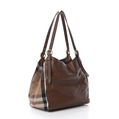 Burberry Grainy Calfskin House Check Small Canterbury Tote Tan 4 of 11
