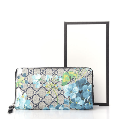 Gucci GG Supreme Monogram Blooms Zip Around Wallet Blue 7 of 7