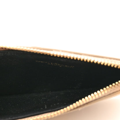 Saint Laurent Grain De Poudre Matelasse Chevron Monogram Fragments Zippered Card Case Deep Beige 6 of 8