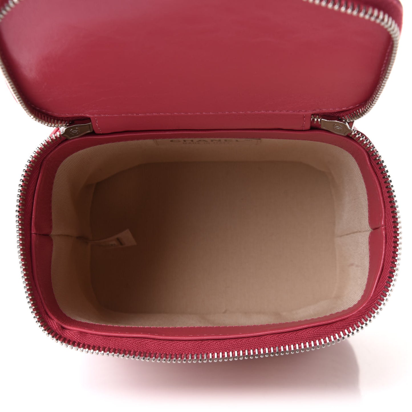 Calfskin Raffia Small Take Away Vanity Case Bag Pink Beige