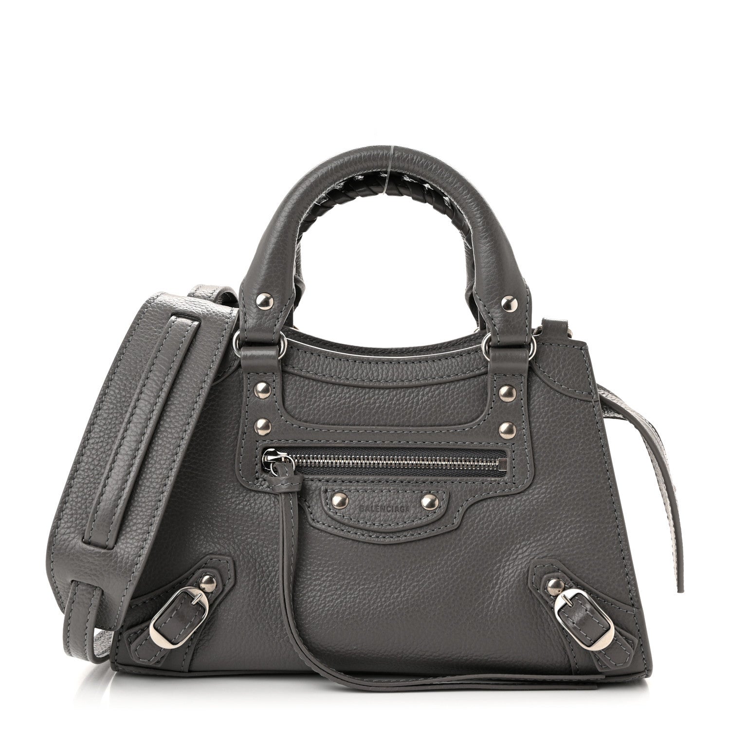 Balenciaga Grained Calfskin Neo Classic Silver Hardware Mini City Dark Grey 1 of 10