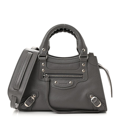 Balenciaga Grained Calfskin Neo Classic Silver Hardware Mini City Dark Grey 1 of 10