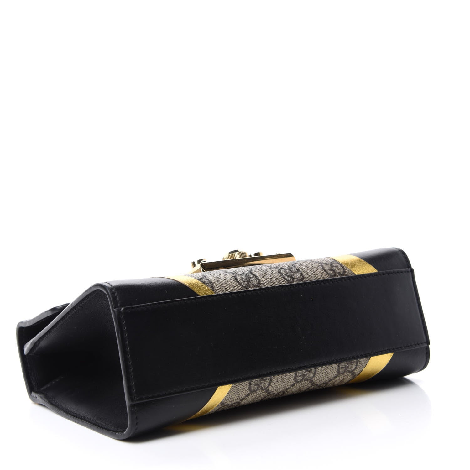 Gucci Calfskin GG Supreme Monogram Small Padlock Shoulder Bag Black Gold 4 of 17