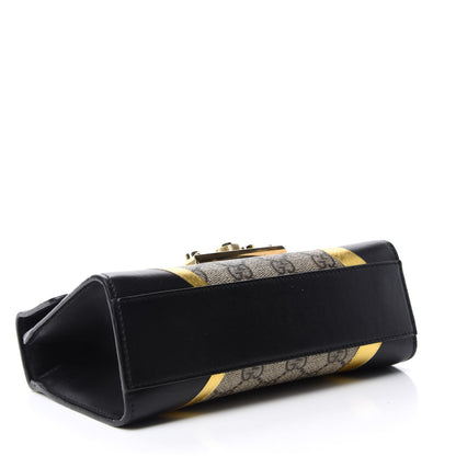 Gucci Calfskin GG Supreme Monogram Small Padlock Shoulder Bag Black Gold 4 of 17