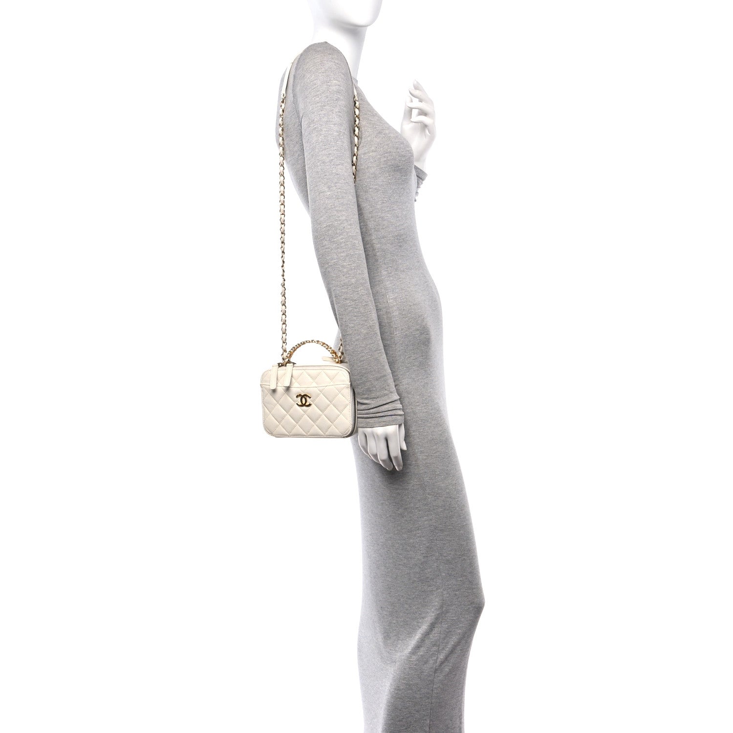 Chanel Caviar Quilted Mini Pick Me Up Vanity Case White 2 of 13