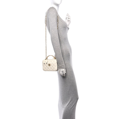 Chanel Caviar Quilted Mini Pick Me Up Vanity Case White 2 of 13