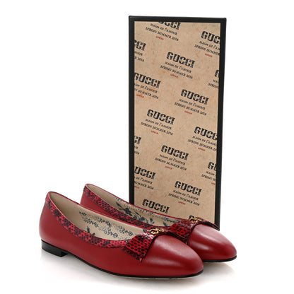 Gucci Malaga Kid Elaphe Yva Ballet Flats 38 Hibiscus Red 10 of 10