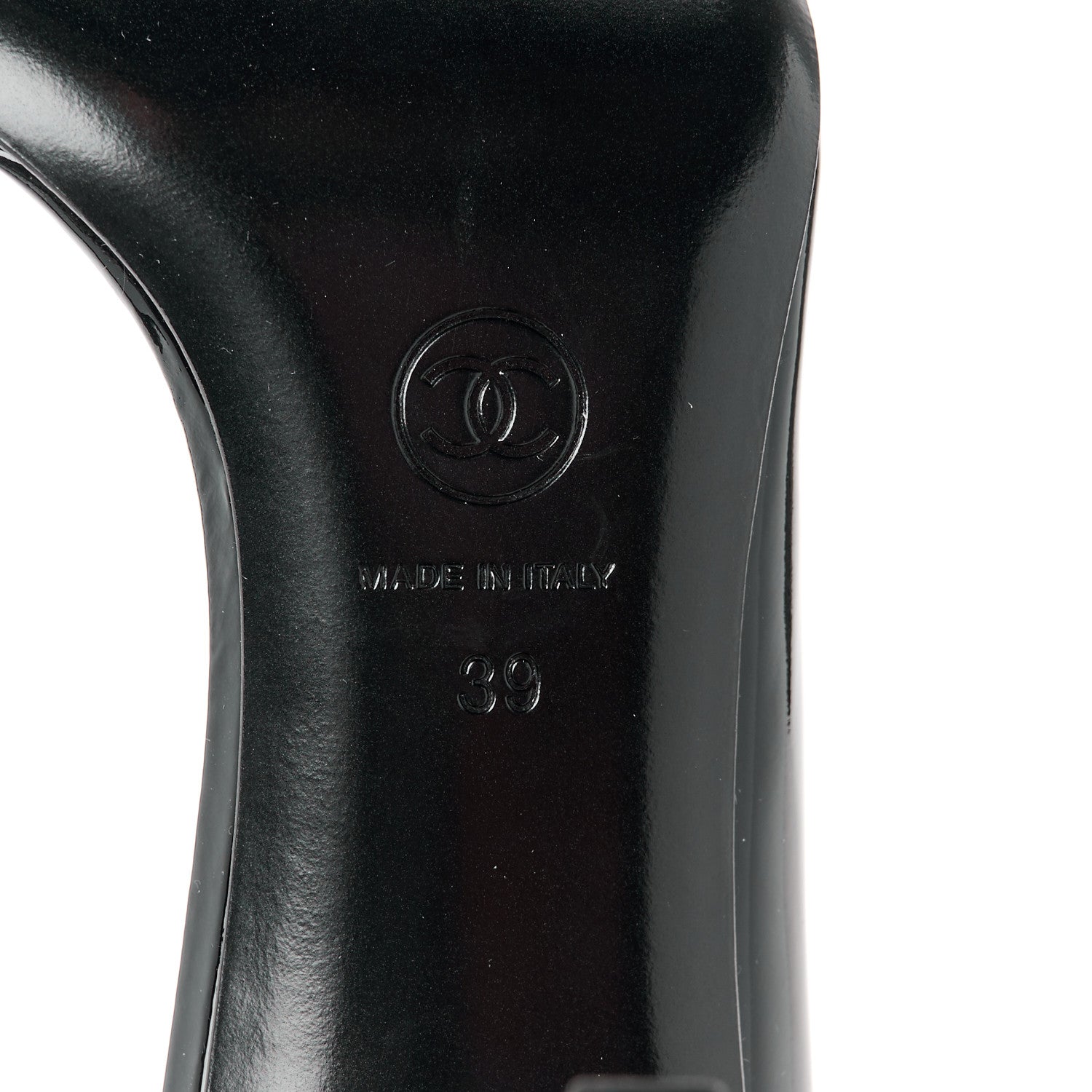 Chanel Patent CC Peep Toe Pumps 39 Black 6 of 9
