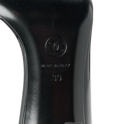 Chanel Patent CC Peep Toe Pumps 39 Black 6 of 9