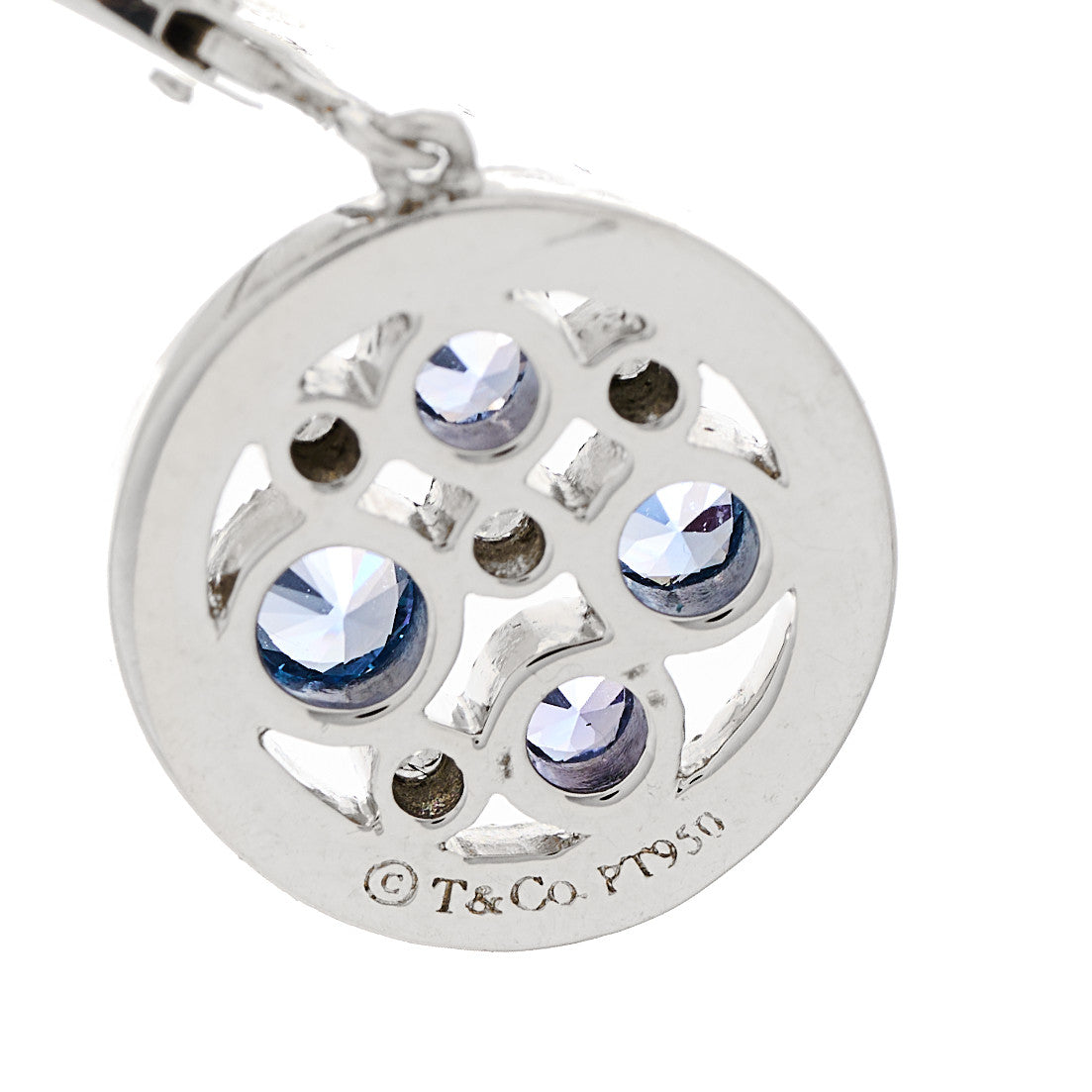 Platinum Diamond Blue Sapphire Cobblestone Drop Earrings