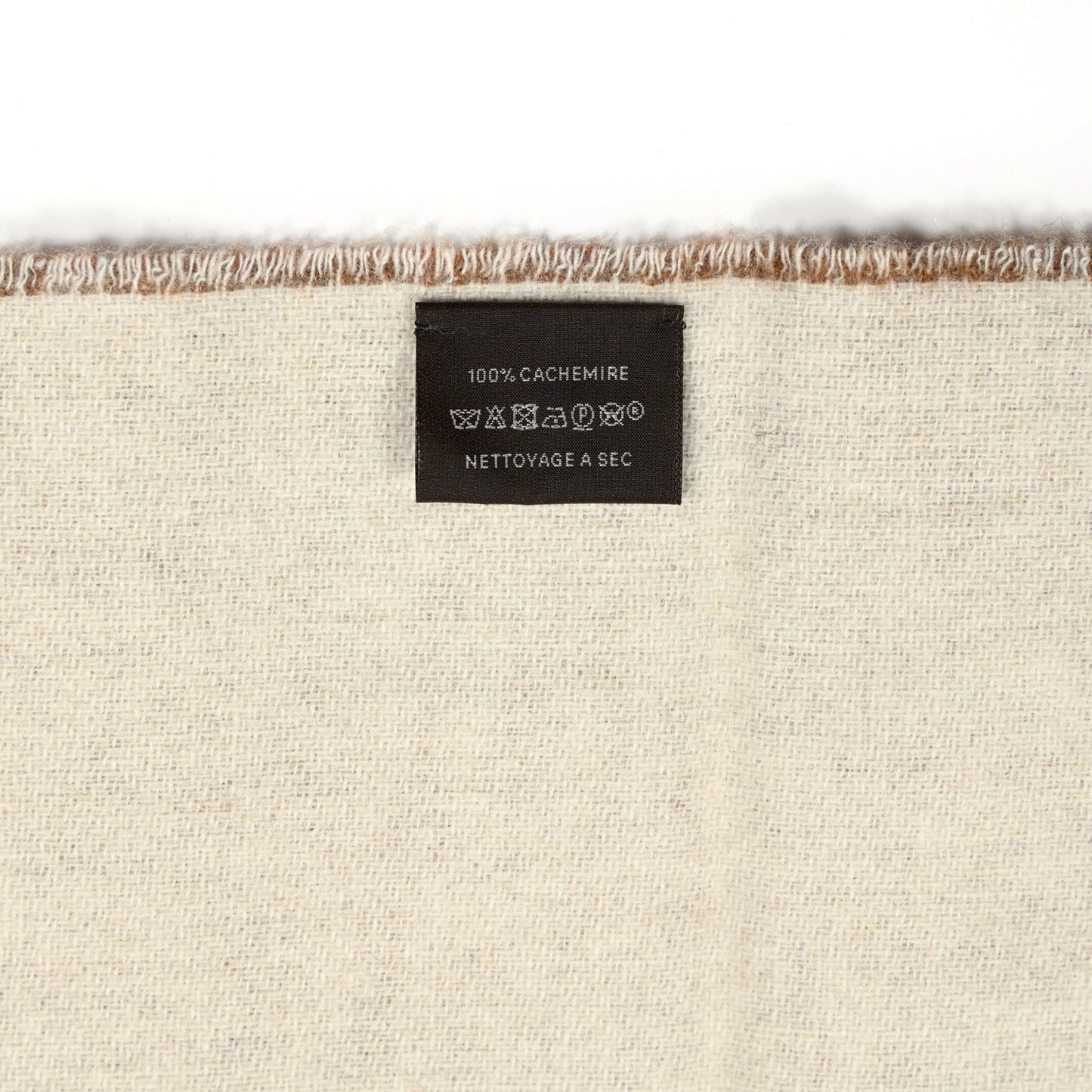 Cashmere Fringe Scarf Noisette Ecru