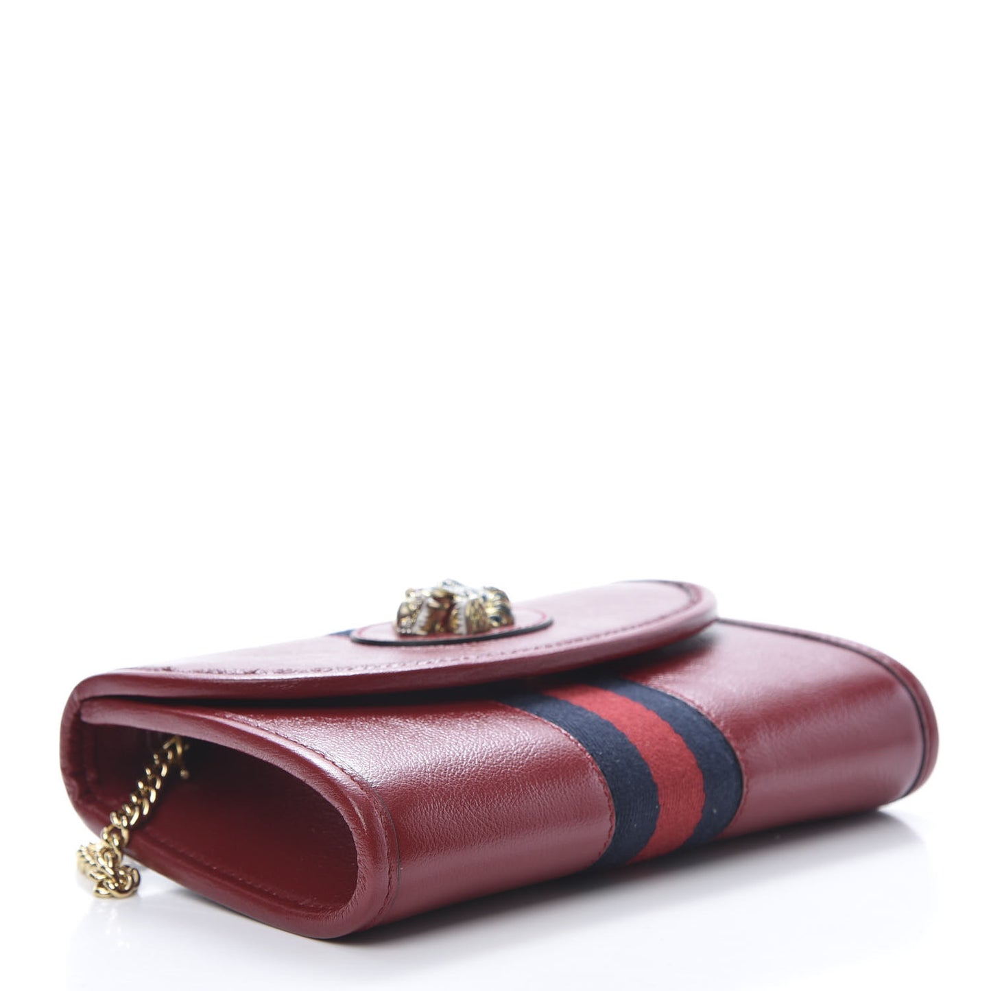 Textured Calfskin Web Mini Rajah Slim Flap Shoulder Bag Romantic Cherry