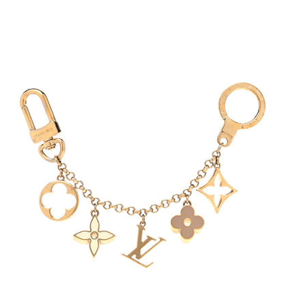 Louis Vuitton Brass Enamel Fleur De Monogram Bag Charm Chain Gold 1 of 4