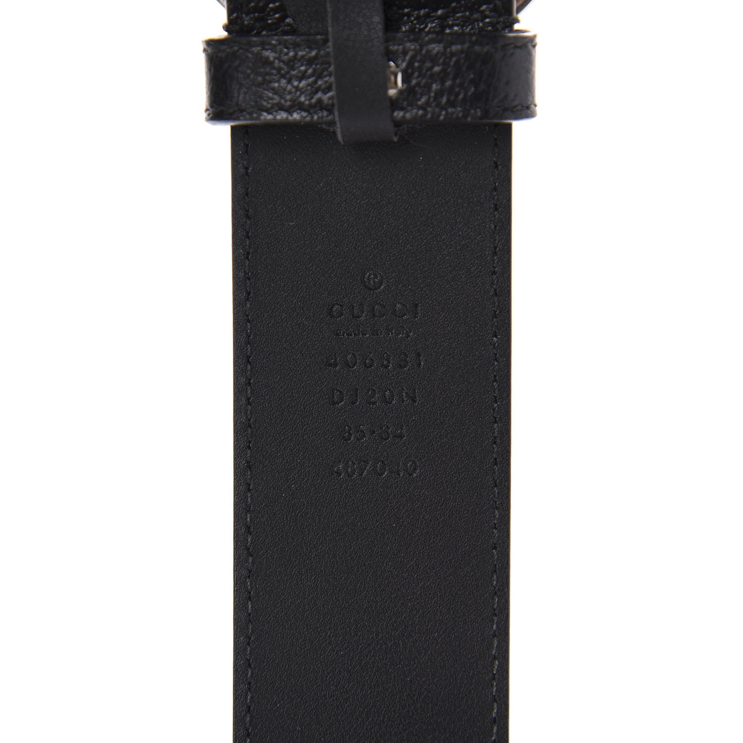 Gucci Textured Dollar Calfskin Nickel Double G 40mm Belt 85 34 Black 3 of 4