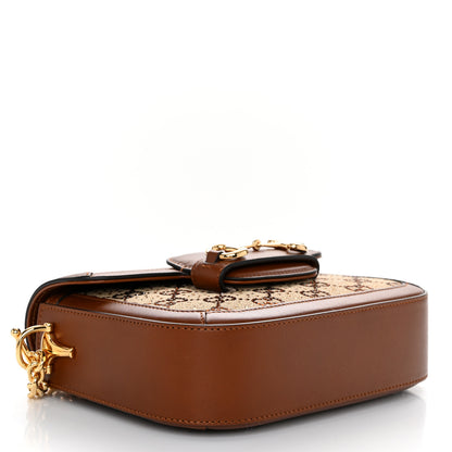 Gucci New Canvas Charisma Calfskin Crystal GG Monogram Mini Horsebit 1955 Shoulder Bag Camel Ebony 4 of 10