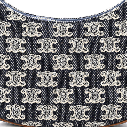 Celine Canvas Calfskin Ava Triomphe Shoulder Bag Blue 9 of 11