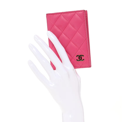 Chanel Lambskin Quilted Card Holder Wallet Dark Pink 2 of 10