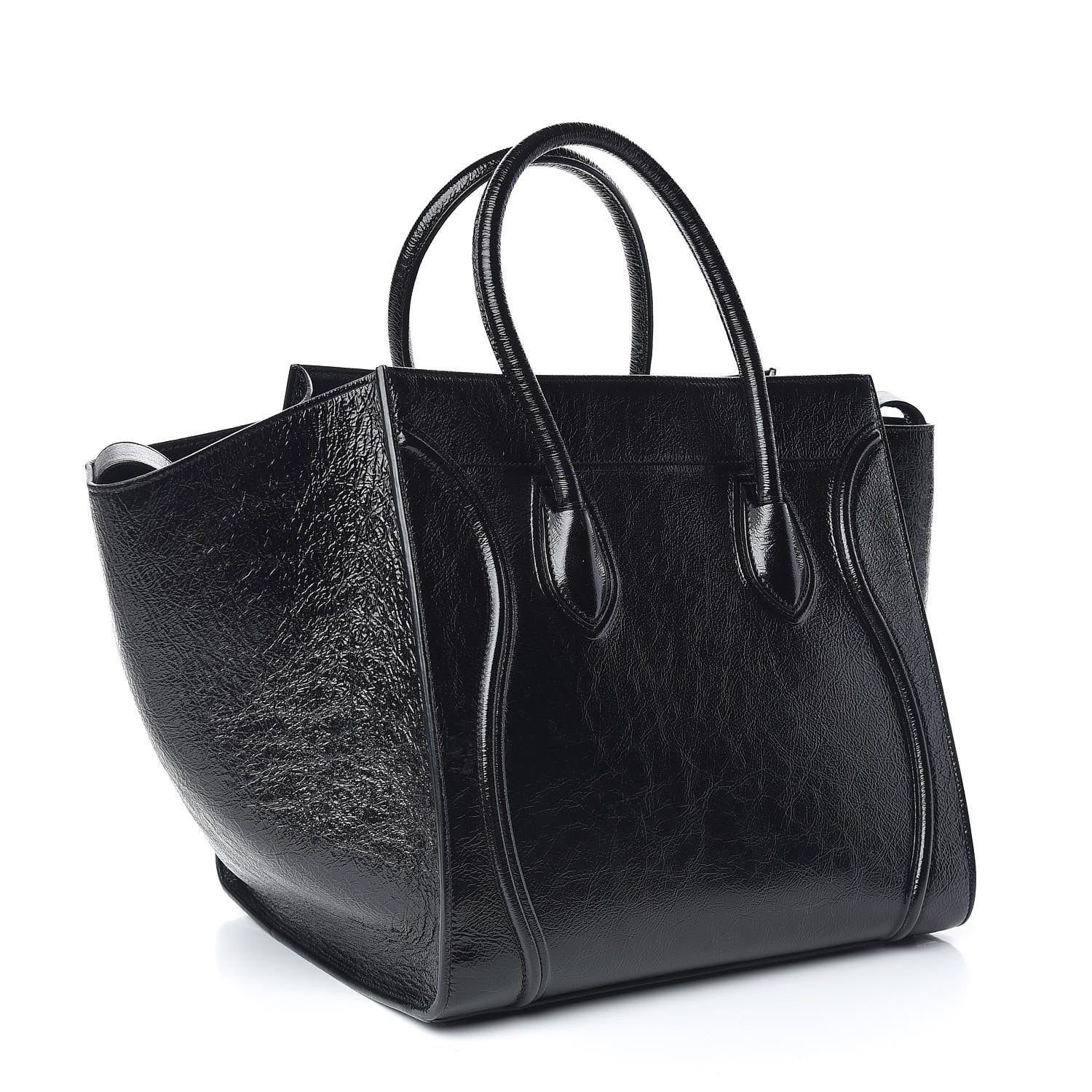 Celine Crinkled Patent Calfskin Medium Phantom Luggage Black 3 of 10
