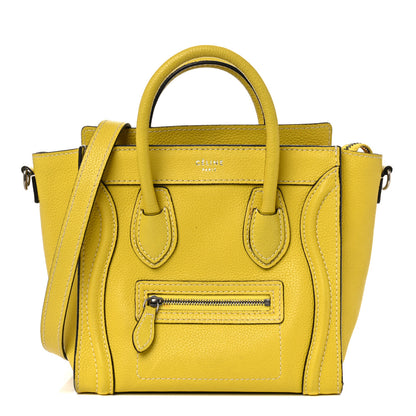Celine Drummed Calfskin Nano Luggage Citron 1 of 18