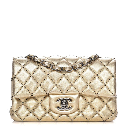 Chanel Metallic Lambskin Quilted Side Stitch Mini Rectangular Flap Gold 1 of 7