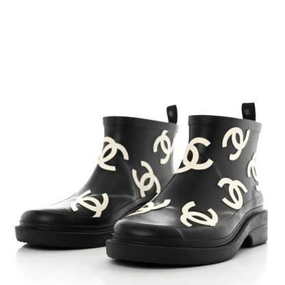 Chanel Rubber CC Print Boots 37 Black 3 of 9