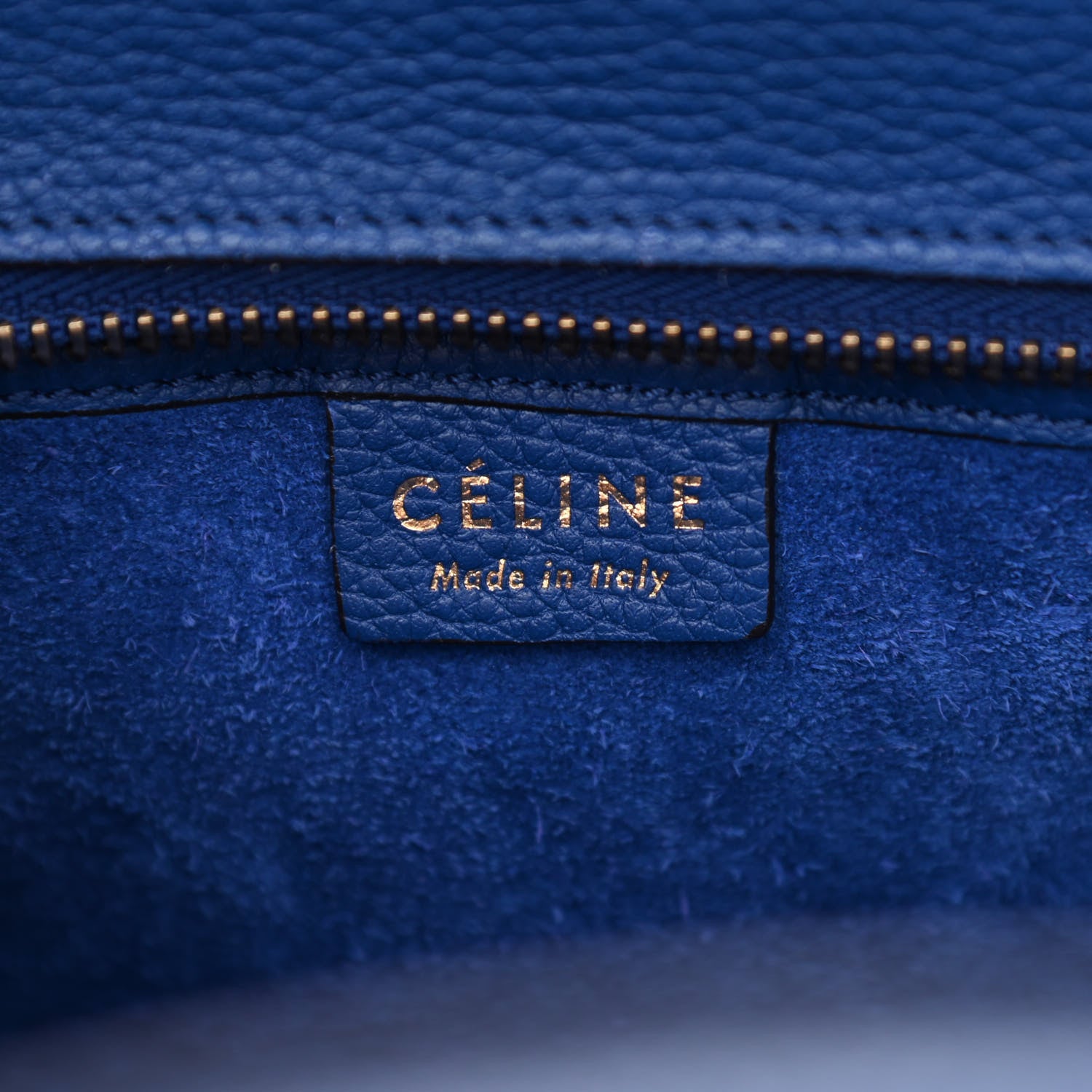 Celine Drummed Calfskin Nano Luggage Indigo 6 of 10